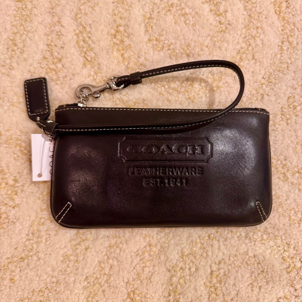 Coach Chocolate Brown Leatherware Wristlet NWT